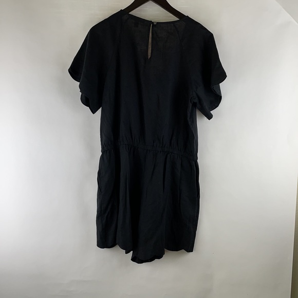 NWT J CREW Black Linen Blend Scalloped Hem Romper - Picture 7 of 8